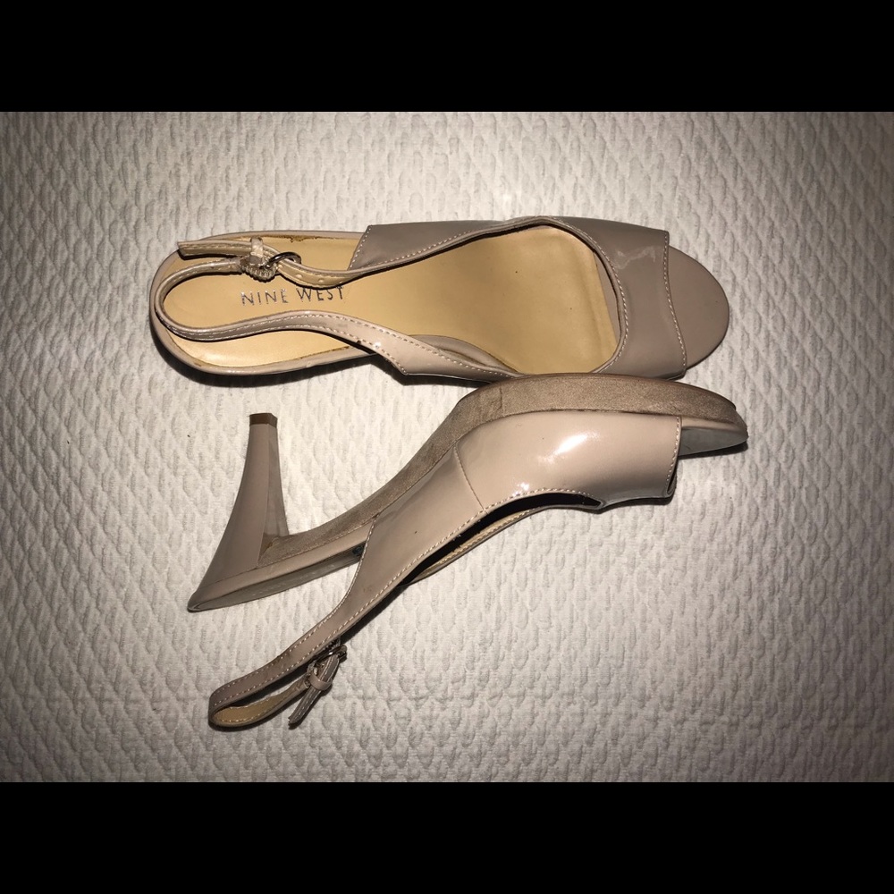 Nude Nine West Slingback Heels